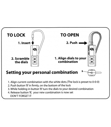 מנעול כבל קומבינציה COMBO CABLE TSA LOCK